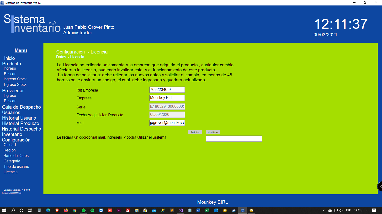 Sistema de Bodega Mounkey EIRL