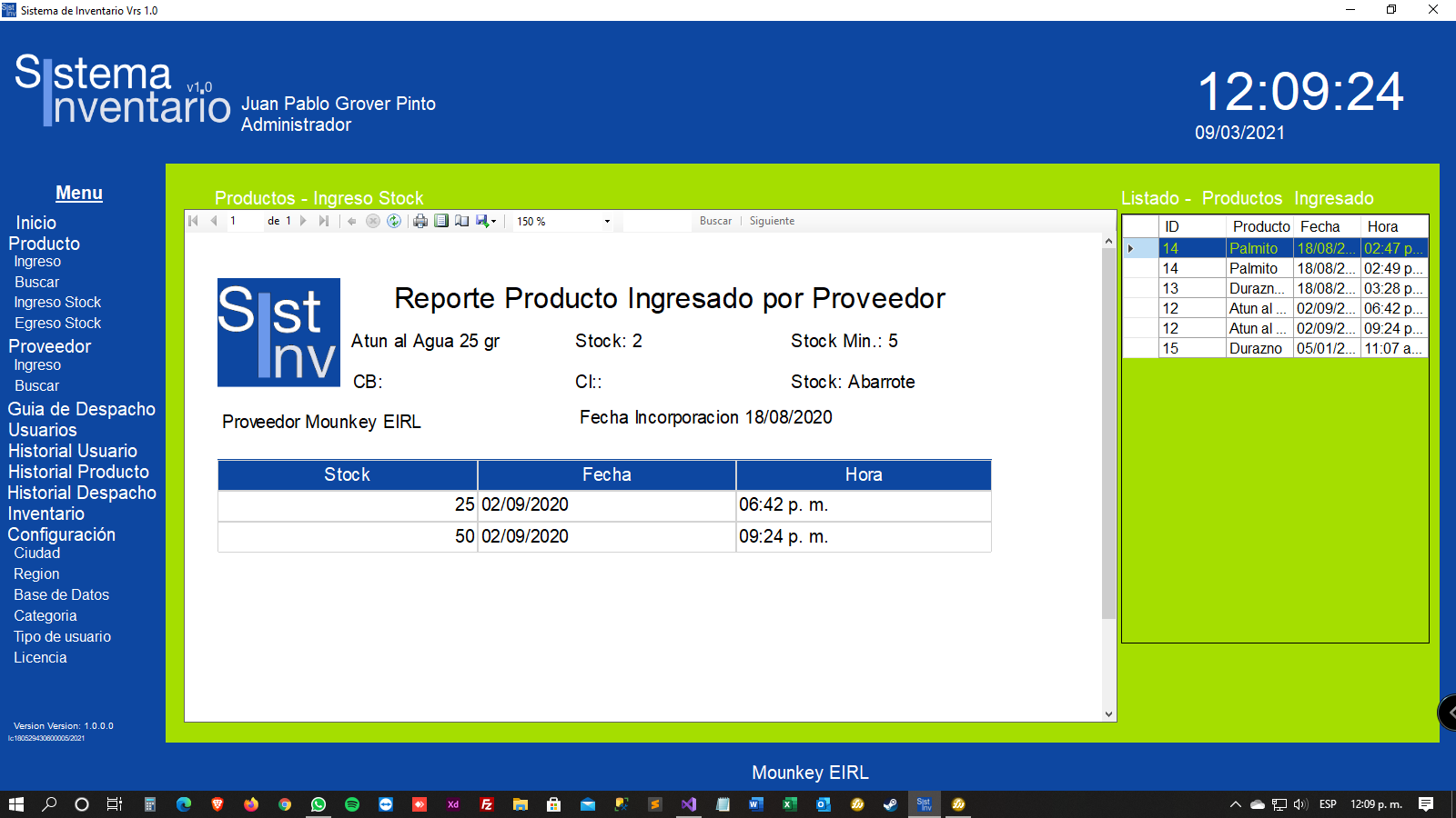 Sistema de Bodega Mounkey EIRL