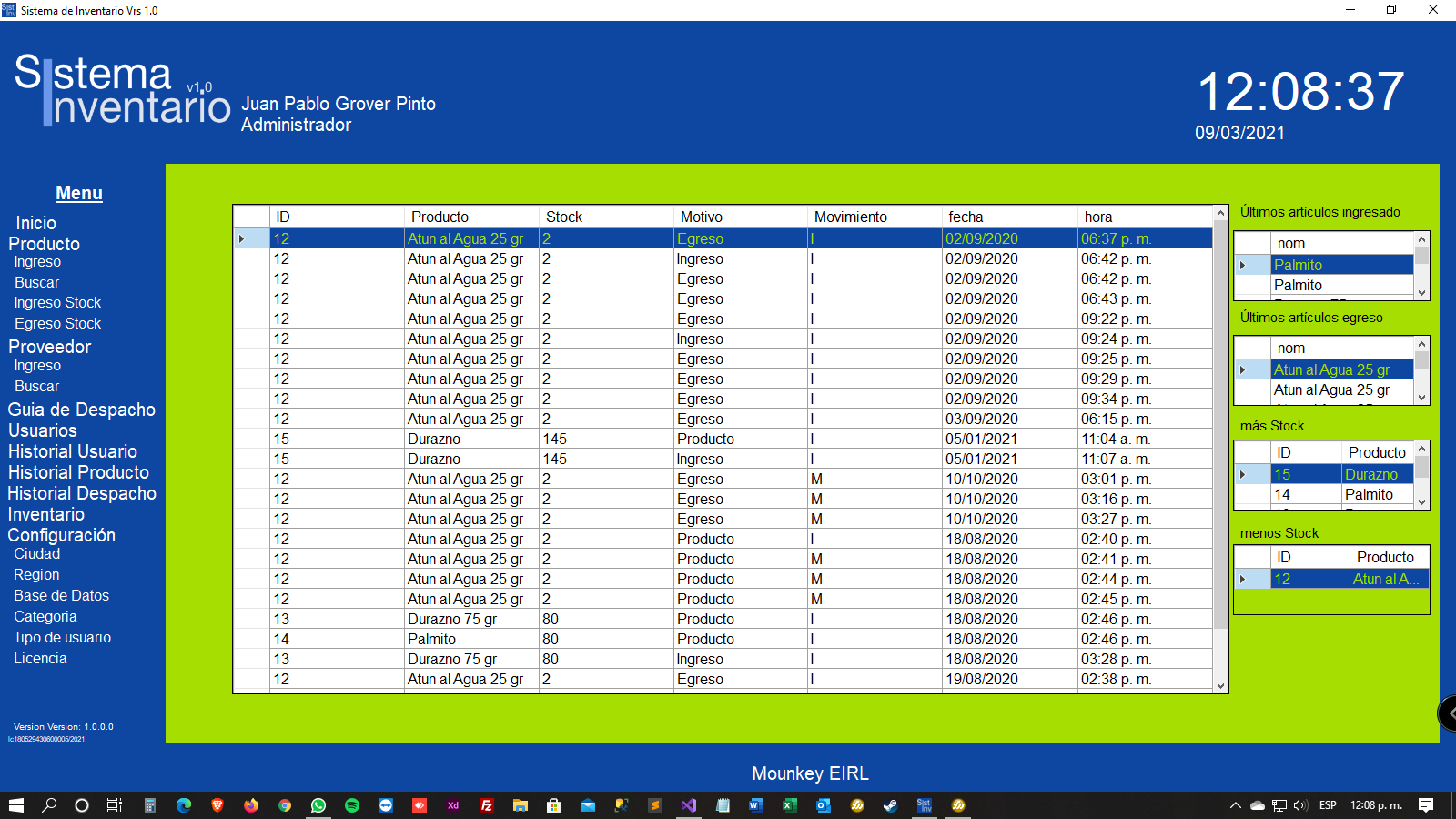 Sistema de Bodega Mounkey EIRL